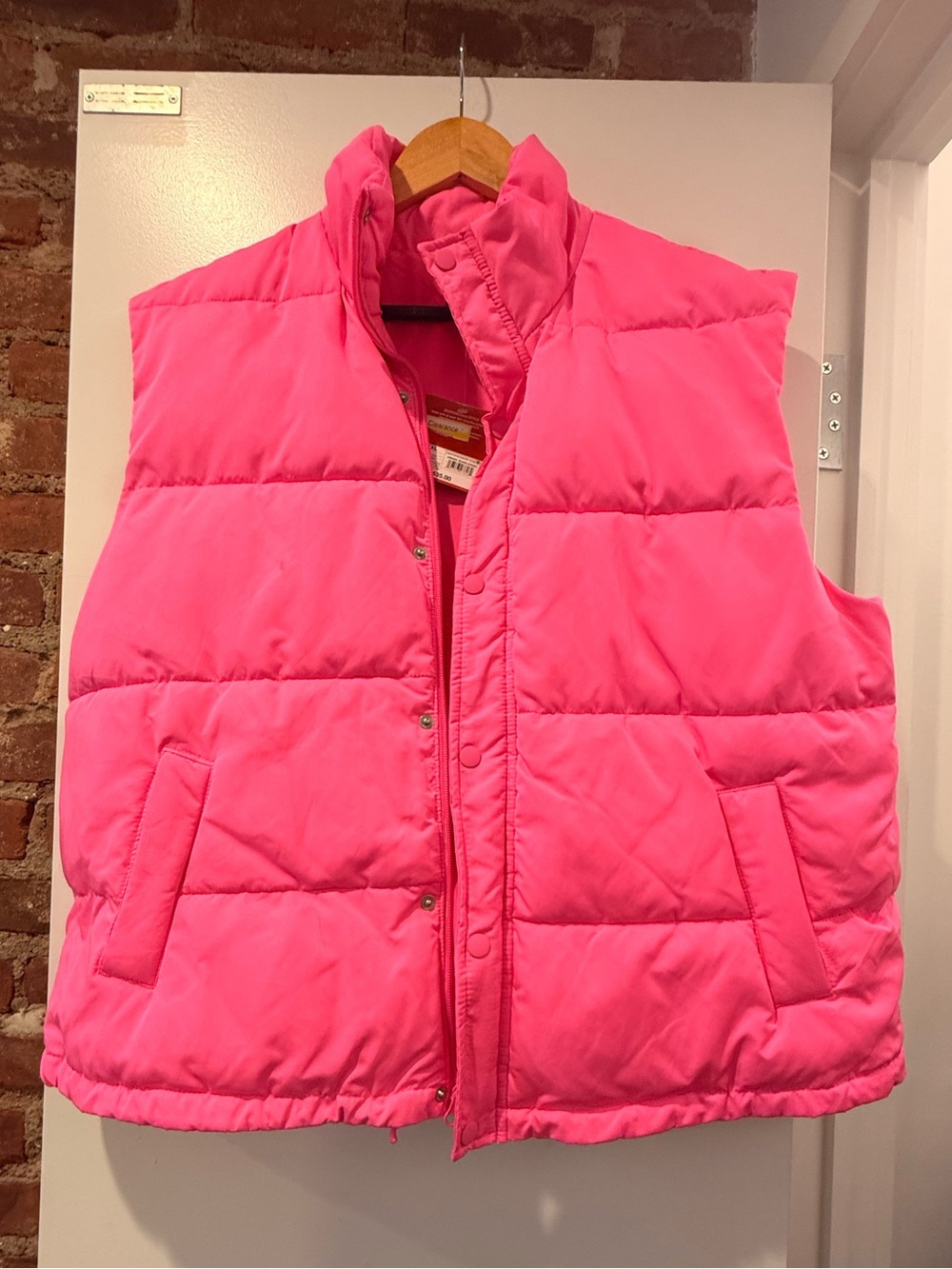 Bright Pink Quilted Puffer Vest